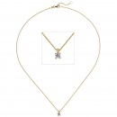 Collier Kette mit Anhänger 585 Gold Gelbgold 1 Diamant Brillant 0,25 ct. 45 cm