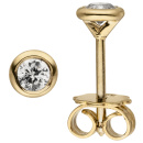 Ohrstecker rund 585 Gold Gelbgold 2 Diamanten Brillanten 0,14 ct. Ohrringe