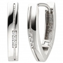 Creolen oval 925 Sterling Silber 6 Zirkonia Ohrringe Silbercreolen Silberohrringe