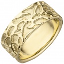 Damen Ring breit 585 Gold Gelbgold teil matt Goldring