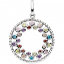 Anhänger 925 Sterling Silber 28 bunte Zirkonia