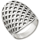Damen Ring Edelstahl breit mit Gitter-Struktur