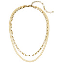 Collier Halskette 2-reihig Edelstahl goldfarben beschichtet 51,5 cm