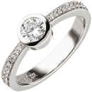 Damen Ring 925 Sterling Silber 19 Zirkonia Silberring
