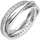 Damen Ring verschlungen 925 Sterling Silber mit Zirkonia rundum