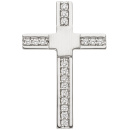 Anhänger Kreuz 925 Silber mattiert 18 Zirkonia Kreuzanhänger Silberanhänger