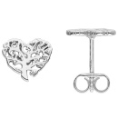 Ohrstecker Herzförmiger Lebensbaum 925 Sterling Silber mattiert Ohrringe