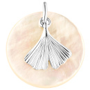 Anhänger Ginkgo 925 Sterling Silber mit Perlmutt
