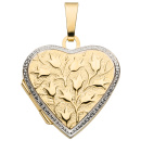 Medaillon Herz 375 Gold Gelbgold bicolor Herzanhänger