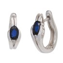 Creolen 375 Gold Weißgold 2 blaue Saphire 2 Diamanten Brillanten Ohrringe