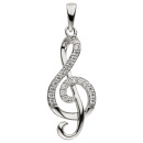 Anhänger Notenschlüssel 925 Silber 23 Zirkonia Silberanhänger