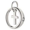 Anhänger Taufring Kreuz 925 Sterling Silber 1 Zirkonia