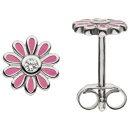 Ohrstecker Blumen rosa 925 Sterling Silber 2 Zirkonia Ohrringe Silberohrringe