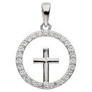 Anhänger Kreuz 925 Sterling Silber 27 Zirkonia Kreuzanhänger