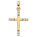 Anhänger Kreuz 333 Gold Gelbgold 8 Zirkonia Kreuzanhänger