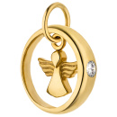 Anhänger Taufring Engel 333 Gold Gelbgold mattiert 1 Zirkonia