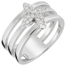 Damen Ring Blume 925 Sterling Silber 24 Zirkonia Silberring