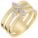 Damen Ring Blume 925 Sterling Silber vergoldet 24 Zirkonia Silberring