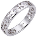 Damen Ring Blume 925 Sterling Silber 5 Zirkonia Silberring