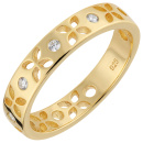 Damen Ring floral 925 Sterling Silber vergoldet 5 Zirkonia Silberring