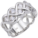 Damen Ring geflochten 925 Sterling Silber 8 Zirkonia Silberring
