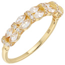 Damen Ring schmal 925 Sterling Silber vergoldet 40 Zirkonia Silberring