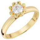 Damen Ring 925 Sterling Silber vergoldet 1 Zirkonia Silberring