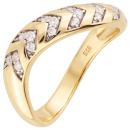 Damen Ring 925 Sterling Silber vergoldet 21 Zirkonia Silberring