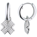 Creolen gekreuzt 925 Sterling Silber 56 Zirkonia Ohrringe