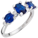 Damen Ring 925 Sterling Silber 4 Zirkonia 3 Spinelle Silberring