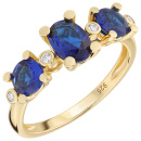 Damen Ring 925 Sterling Silber vergoldet 4 Zirkonia 3 Spinelle Silberring