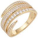 Damen Ring 925 Sterling Silber vergoldet 95 Zirkonia